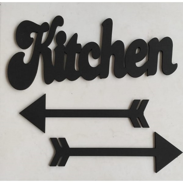 Dekoratif Ahşap Duvar Yazısı Kitchen ve Oklar