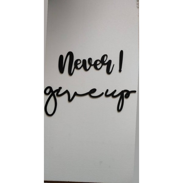 Dekoratif Ahşap Duvar Yazısı - Never Give UP! 