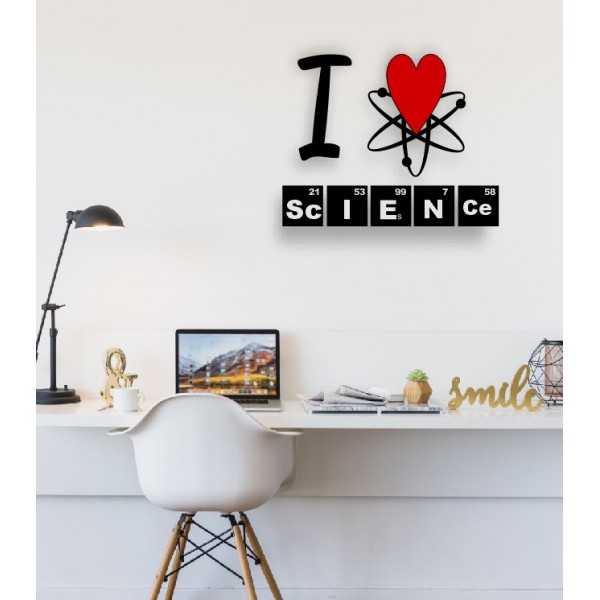 Bilimi Seviyorum Ahşap Duvar Dekoru - I Love Science 