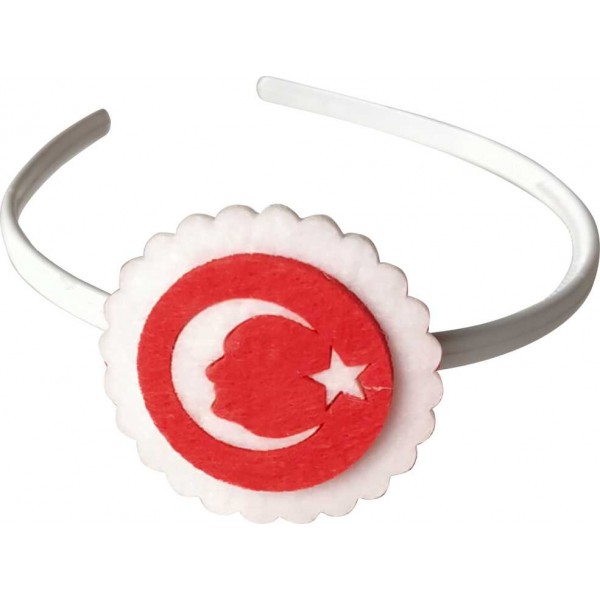 23 Nisan Özel Türk Bayrağı Figürlü Kız Çocuk Taç - Model2 