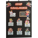 Keçe Sınıf Kuralları Panosu - İlkokul