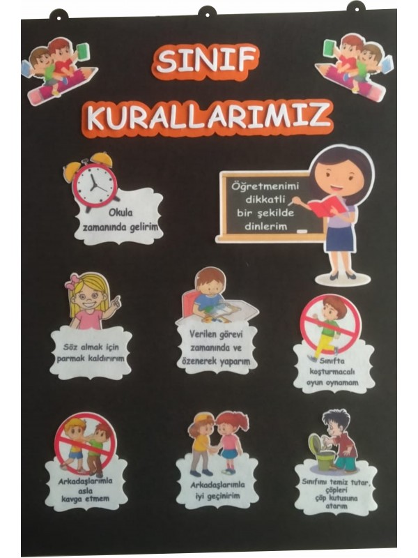 Keçe Sınıf Kuralları Panosu - İlkokul