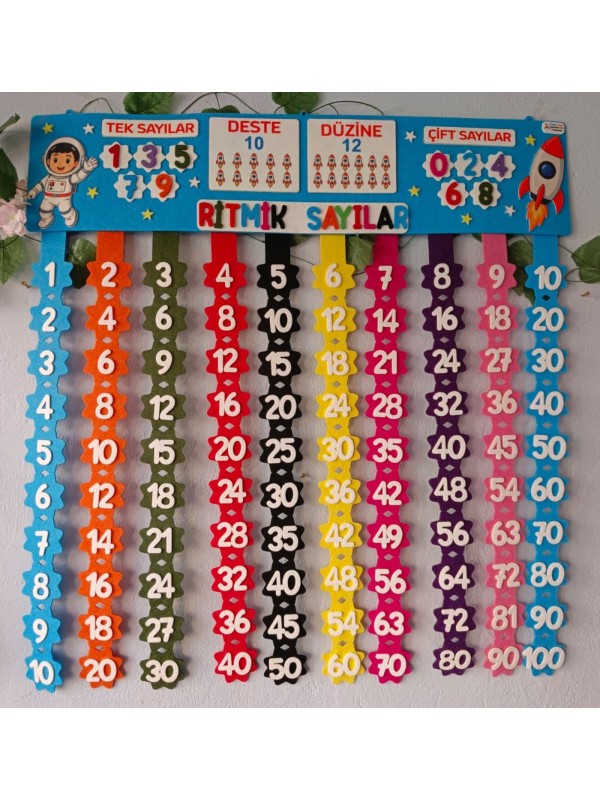 Keçe Ritmik Sayılar Panosu - Uzay Tema