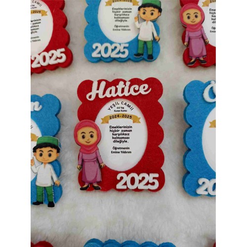 Kuran Kursu Mezuniyet Çerçeve Magnet İsme Özel - Keçe