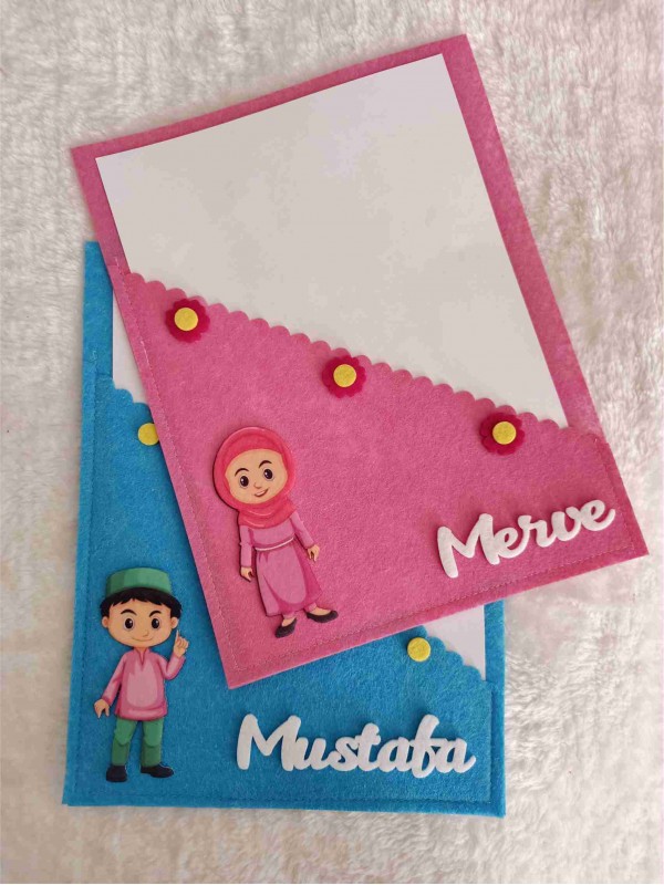 Kuran Kursu Öğrencilerine İsimli Keçe Karne Kılıfı…