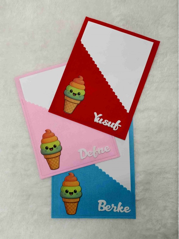 Dondurma Figürlü Keçe Karne Kılıfı…
