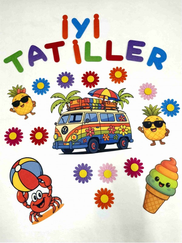 Tatil Temalı İyi Tatiller Yazılı Keçe Hatıra Panosu Süsleme Paketi…