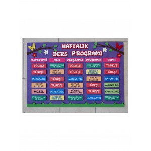 Haftalık Ders Programı Panosu – Kalın Keçe, Mıknatıslı, Renkli Baskı