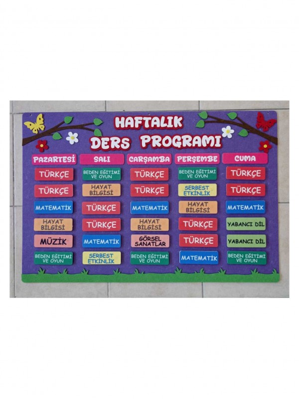 Haftalık Ders Programı Panosu – Kalın Keçe, Mıknatıslı, Renkli Ba…