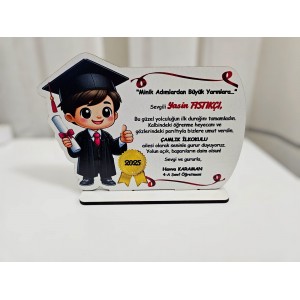 Mezuniyet Plaket Erkek Çocuk Figürü Baskılı 