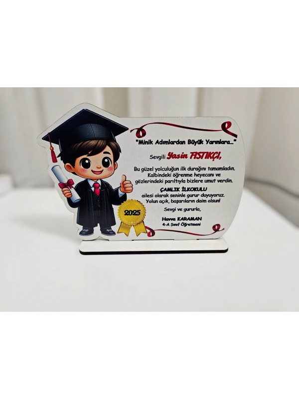 Mezuniyet Plaket Erkek Çocuk Figürü Baskılı …