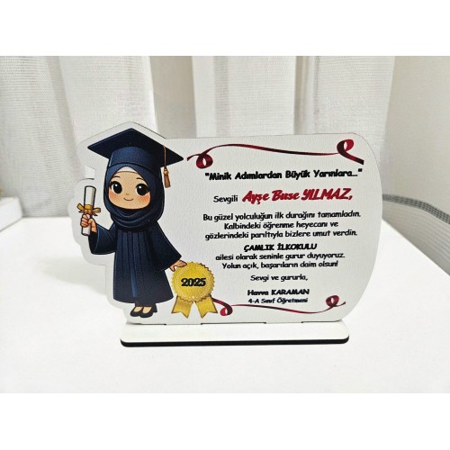 Mezuniyet Plaket Tesettürlü Kız Figürü Baskılı Mezuniyet Plaket Tesettürlü Kız Figürü Baskılı