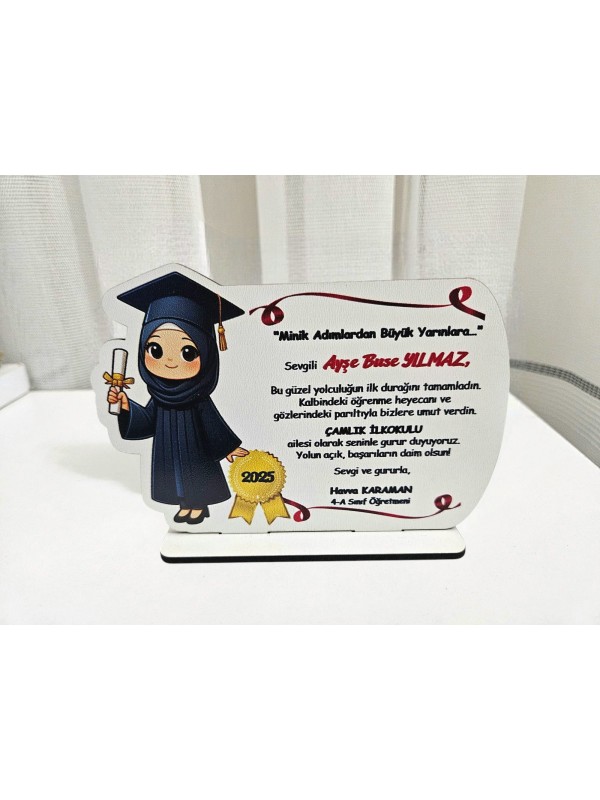 Mezuniyet Plaket Tesettürlü Kız Figürü Baskılı …