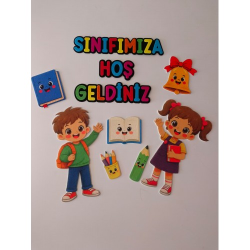 Sınıfımıza Hoş Geldiniz Pano Süsleme Seti - Renkli baskı Kalın Keçe Sınıfımıza Hoş Geldiniz Pano Süsleme Seti - Renkli baskı Kalın Keçe