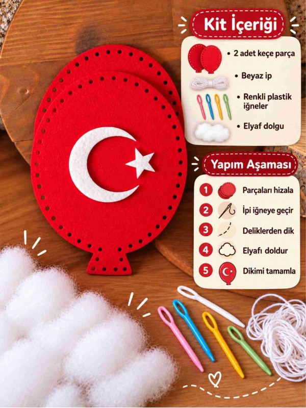 Ay Yıldızlı Balon Keçe Dikiş Seti… Ay Yıldızlı Balon Keçe Dikiş Seti…