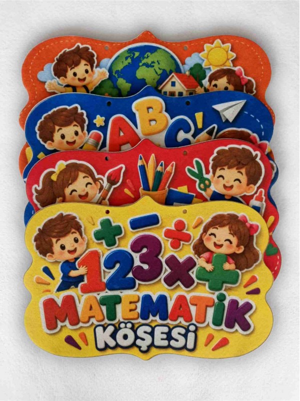 Sınıf Köşe Başlıkları Keçe Pano Seti – Matematik, Türkçe, Haya&hellip;