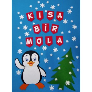 Penguen Temalı Kısa Bir Mola Karne Hatırası Pano Süsleme Paketi