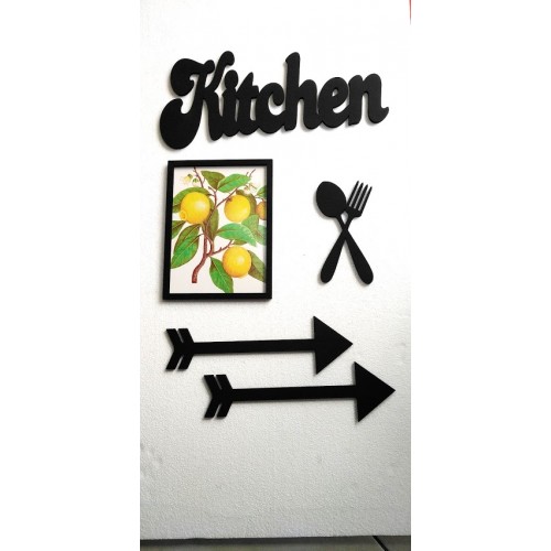 Dekoratif Ahşap Mutfak Dekor Seti - Kitchen Çatal Kaşık Ok Ve…