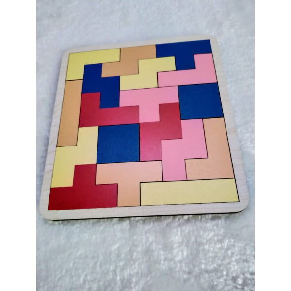 Çocuklar ve Yetişkinler İçin Ahşap Tetris Puzzle 